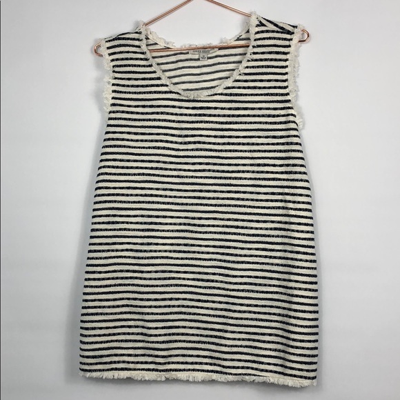Green Envelope Tops - Green Envelope Nautical Stripe Fringe Sleeveless
